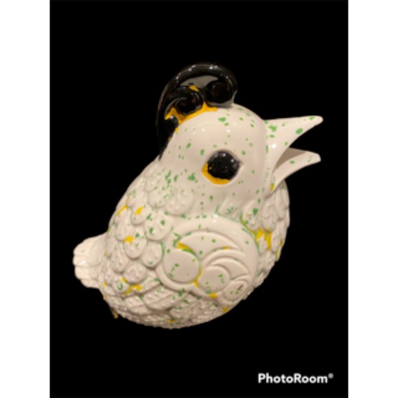 Vintage handmade Cockatoo ceramic bird salt powder shaker flecks - Picture 1 of 7